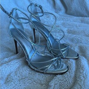 Gianna Bini silver wrap around heels 
#heels #trendy